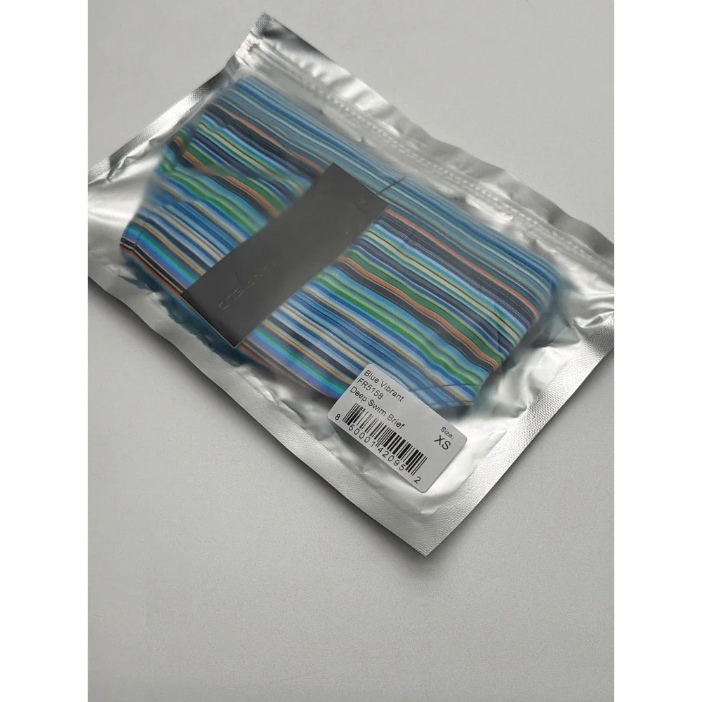 Todd Sanfield Blue Vibrant Striped Deep Swim Brief FR5158‎ Mens XS NEW